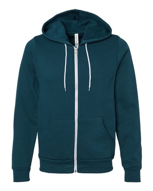 BELLA + CANVAS Unisex Sponge Fleece Full-Zip Hoodie Sweatshirt (Part 1 of 3) - Atlantic