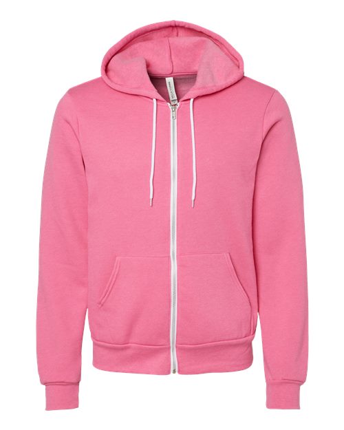 BELLA + CANVAS Unisex Sponge Fleece Full-Zip Hoodie Sweatshirt (Part 1 of 3) - Heather Charity Pink