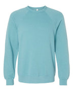 BELLA + CANVAS Unisex Sponge Fleece Raglan Crewneck Sweatshirt (Part 2 of 3) - Heather Blue Lagoon