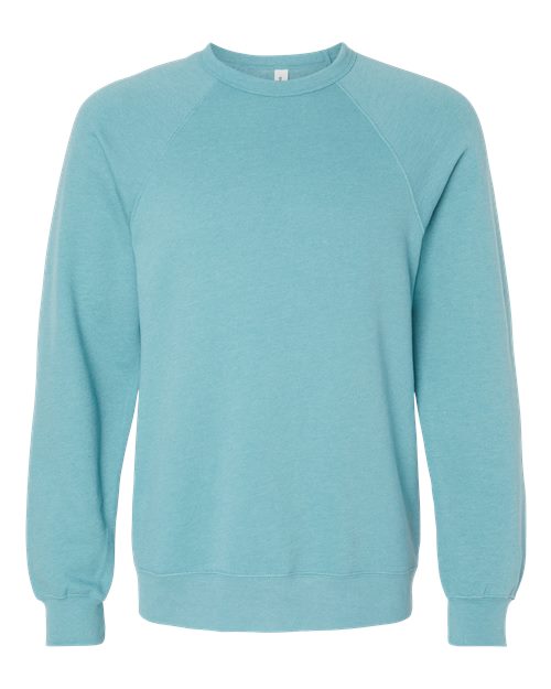 BELLA + CANVAS Unisex Sponge Fleece Raglan Crewneck Sweatshirt (Part 2 of 3) - Heather Blue Lagoon