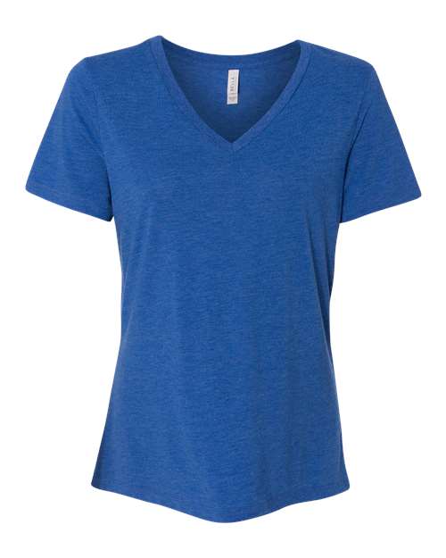 BELLA + CANVAS Women's Relaxed Triblend V-Neck Tee - True Royal Triblend