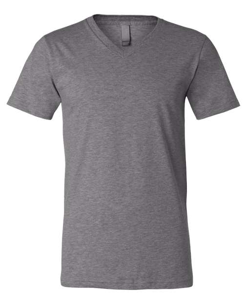 BELLA + CANVAS Unisex Heather CVC V-Neck Tee - Deep Heather