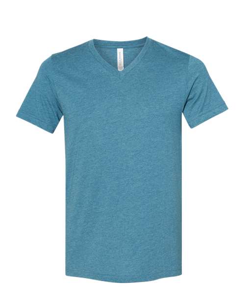 BELLA + CANVAS Unisex Heather CVC V-Neck Tee - Heather Deep Teal