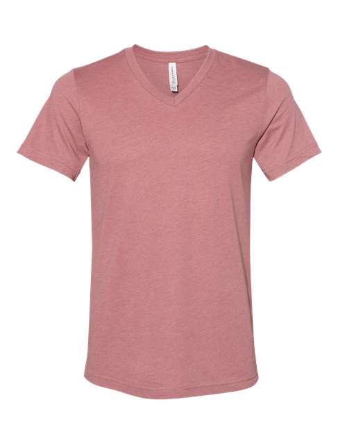 BELLA + CANVAS Unisex Heather CVC V-Neck Tee - Heather Mauve