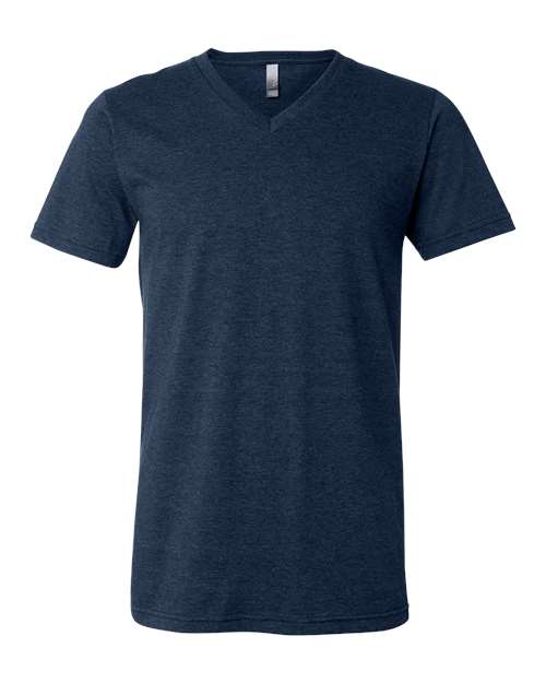 BELLA + CANVAS Unisex Heather CVC V-Neck Tee - Heather Navy
