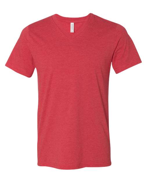 BELLA + CANVAS Unisex Heather CVC V-Neck Tee - Heather Red