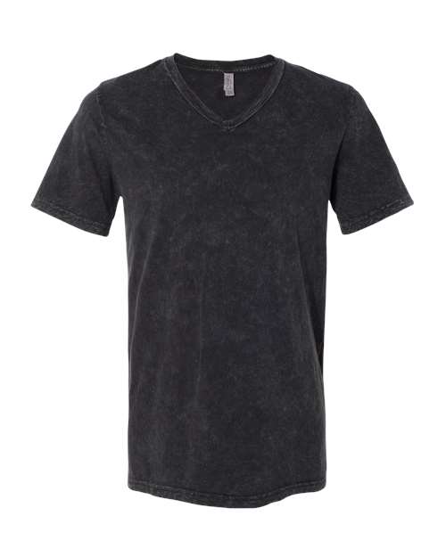 BELLA + CANVAS Unisex Textured Jersey V-Neck Tee - Black Mineral Wash