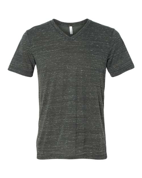 BELLA + CANVAS Unisex Textured Jersey V-Neck Tee - Charcoal Marble