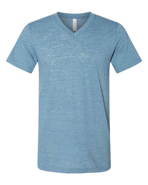 BELLA + CANVAS Unisex Textured Jersey V-Neck Tee - Denim Slub