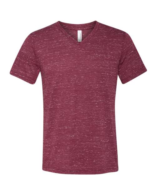 BELLA + CANVAS Unisex Textured Jersey V-Neck Tee - Maroon Marble