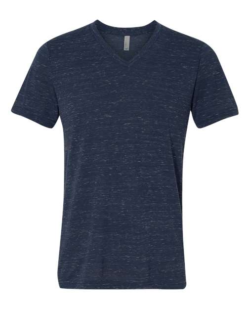 BELLA + CANVAS Unisex Textured Jersey V-Neck Tee - Navy Marble
