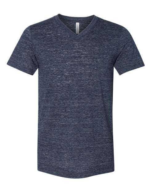 BELLA + CANVAS Unisex Textured Jersey V-Neck Tee - Navy Slub