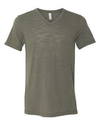 BELLA + CANVAS Unisex Textured Jersey V-Neck Tee - Olive Slub