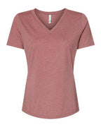 BELLA + CANVAS Women's Relaxed Heather CVC V-Neck Tee - Heather Mauve