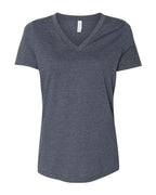 BELLA + CANVAS Women's Relaxed Heather CVC V-Neck Tee - Heather Navy