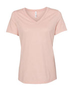 BELLA + CANVAS Women's Relaxed Heather CVC V-Neck Tee - Heather Peach