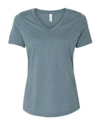 BELLA + CANVAS Women's Relaxed Heather CVC V-Neck Tee - Heather Slate