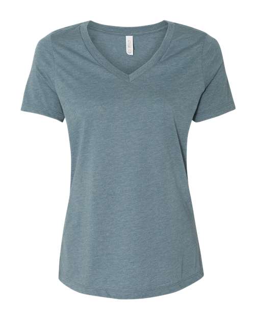 BELLA + CANVAS Women's Relaxed Heather CVC V-Neck Tee - Heather Slate