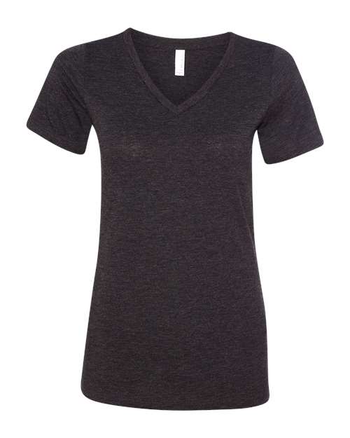 BELLA + CANVAS Women's Relaxed Triblend V-Neck Tee - Charcoal Black Triblend