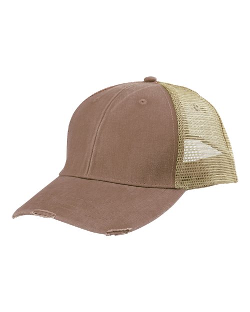 Adams Headwear Ollie Distressed Trucker Cap - Mississippi Mud/ Tan