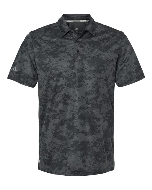 Adidas Men's All Over Camo Print Polo - Grey Six