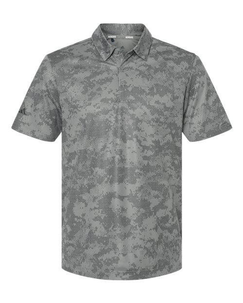Adidas Men's All Over Camo Print Polo - Grey Three