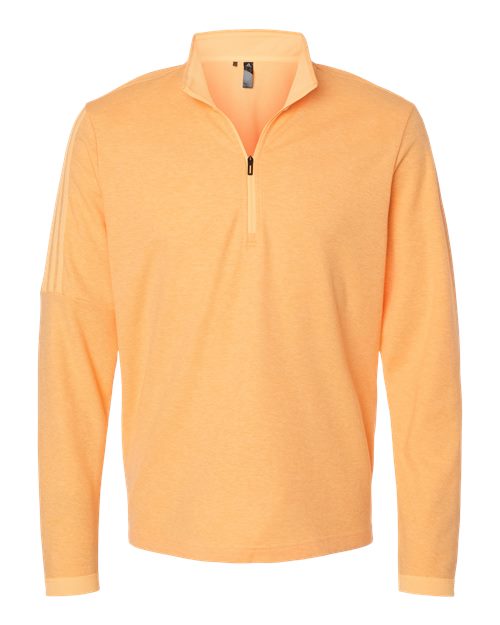 Adidas Men's 3-Stripes Quarter-Zip Sweater Pullover - Acid Orange Melange