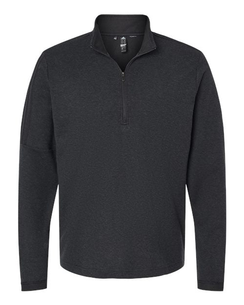 Adidas Men's 3-Stripes Quarter-Zip Sweater Pullover - Black Melange