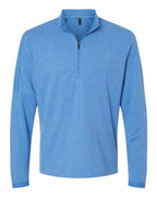 Adidas Men's 3-Stripes Quarter-Zip Sweater Pullover - Focus Blue Melange