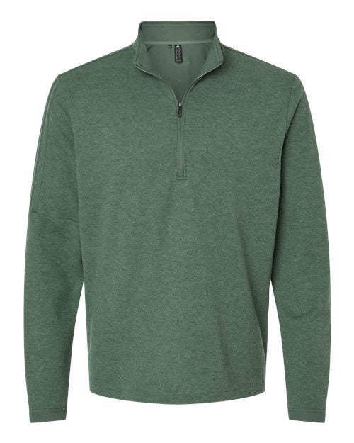 Adidas Men's 3-Stripes Quarter-Zip Sweater Pullover - Green Oxide Melange