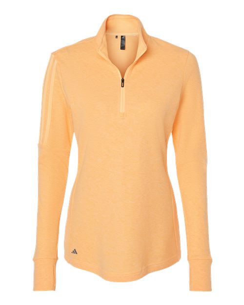 Adidas Women's 3-Stripes Quarter-Zip Sweater Pullover - Acid Orange Melange