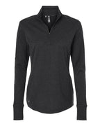 Adidas Women's 3-Stripes Quarter-Zip Sweater Pullover - Black Melange
