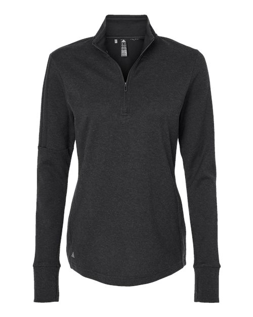 Adidas Women's 3-Stripes Quarter-Zip Sweater Pullover - Black Melange