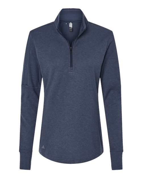Adidas Women's 3-Stripes Quarter-Zip Sweater Pullover - Collegiate Navy Melange