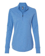 Adidas Women's 3-Stripes Quarter-Zip Sweater Pullover - Focus Blue Melange