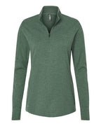 Adidas Women's 3-Stripes Quarter-Zip Sweater Pullover - Green Oxide Melange