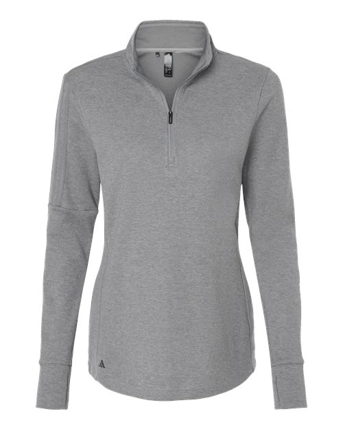 Adidas Women's 3-Stripes Quarter-Zip Sweater Pullover - Grey Three Melange