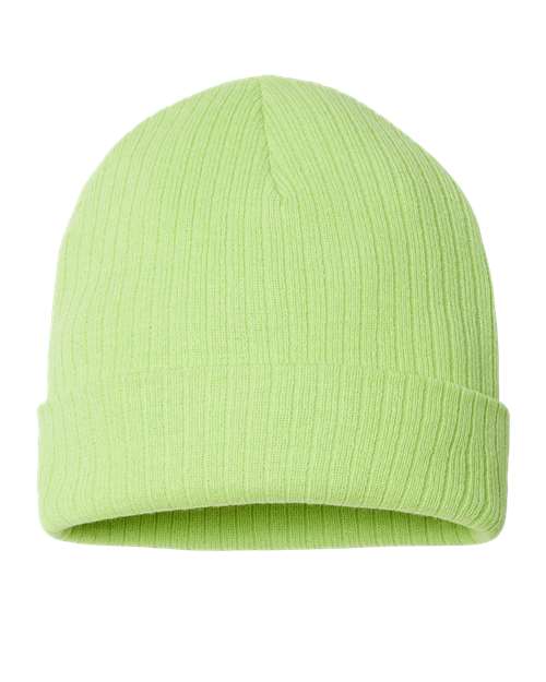 Atlantis Headwear Sustainable Rib Cuffed Beanie - Acid Green