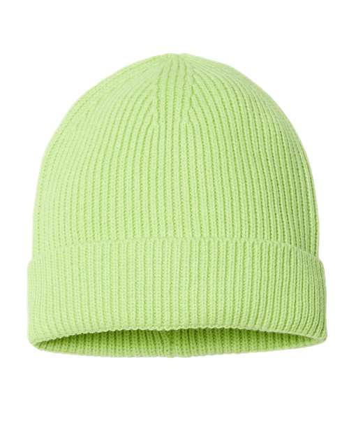 Atlantis Headwear Sustainable Fine Rib Cuffed Beanie - Acid Green