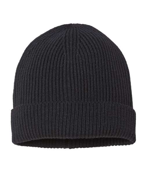 Atlantis Headwear Sustainable Fine Rib Cuffed Beanie - Black