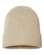 Atlantis Headwear Sustainable Fine Rib Cuffed Beanie - Light Beige