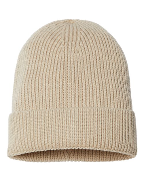 Atlantis Headwear Sustainable Fine Rib Cuffed Beanie - Light Beige