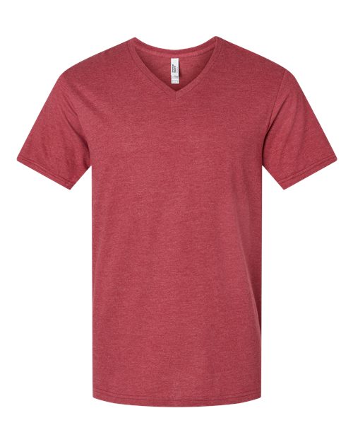 American Apparel Unisex CVC V-Neck Tee - Heather Cardinal