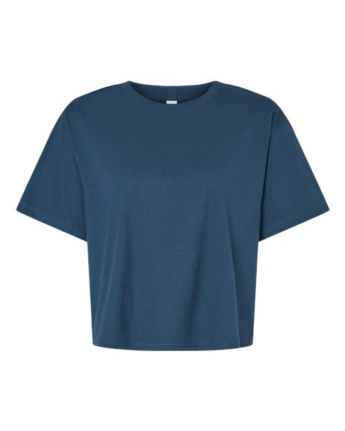 American Apparel Women's Fine Jersey Mid-Length Boxy Tee - Sea Blue