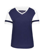Augusta Sportswear Women's Triblend Fanatic 2.0 V-Neck T-Shirt - Navy/ White