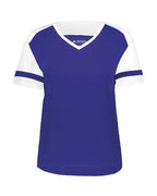 Augusta Sportswear Women's Triblend Fanatic 2.0 V-Neck T-Shirt - Purple/ White