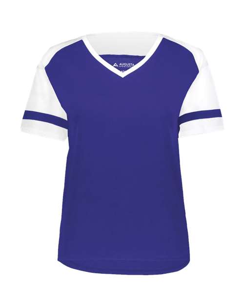 Augusta Sportswear Women's Triblend Fanatic 2.0 V-Neck T-Shirt - Purple/ White