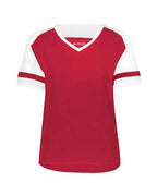 Augusta Sportswear Women's Triblend Fanatic 2.0 V-Neck T-Shirt - Scarlet/ White