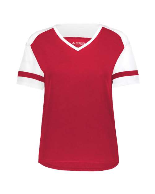 Augusta Sportswear Women's Triblend Fanatic 2.0 V-Neck T-Shirt - Scarlet/ White