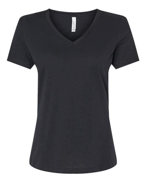 BELLA + CANVAS Women's Relaxed Heather CVC V-Neck Tee - Solid Black Blend